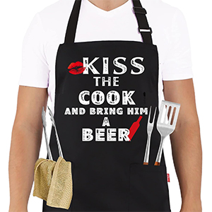 ALIPOBO Kiss the Chef Apron for Men Grill Cooking Apron