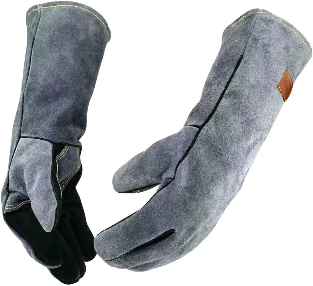 ALIPOBO 932℉,Leather Forge Welding Gloves medium, Heat/Fire Resistant,Mitts for BBQ,Oven,Grill,Fireplace,Tig,Mig,Baking