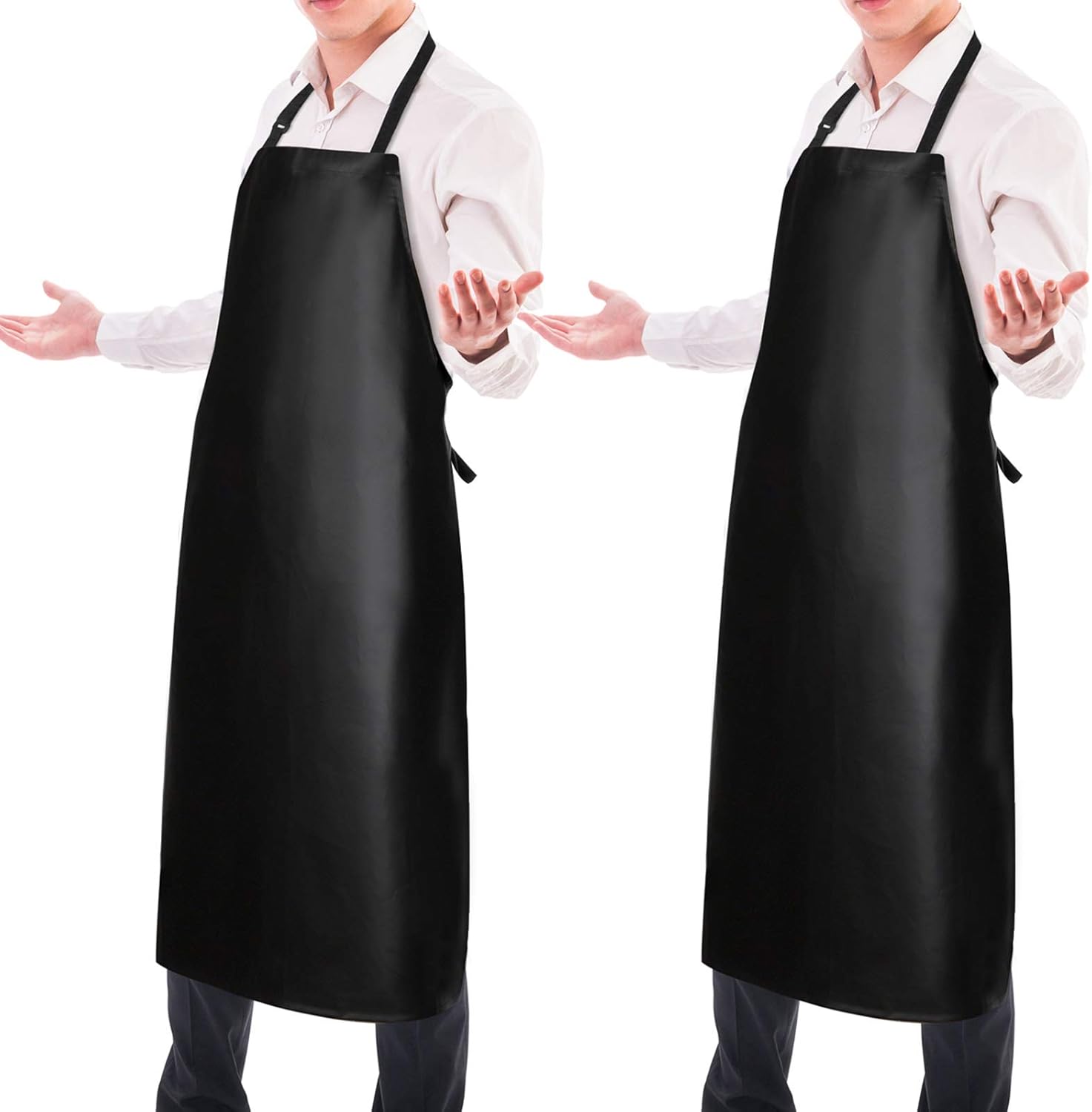 ALIPOBO Waterproof Rubber Vinyl Apron 40 Inch Chef Aprons for Men Heavy Duty Chemical Work Apron Extra Long Grilling Apron