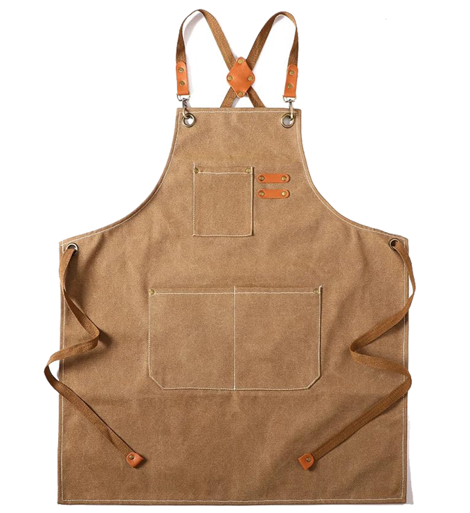 ALIPOBO Canvas Cross Back Chef Cotton Aprons for Men Women with Large Pockets