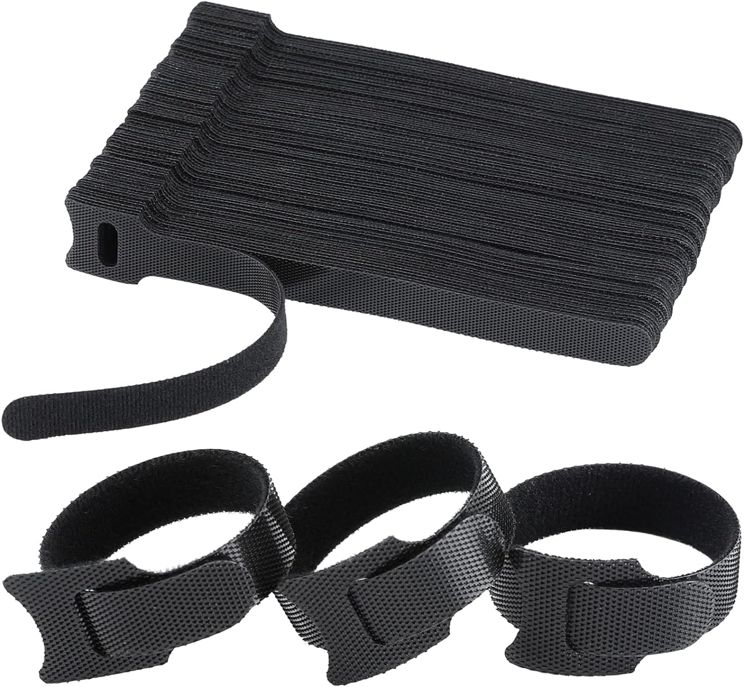 ALIPOBO Reusable Cable Ties, Black Adjustable Cord Organizer Ties